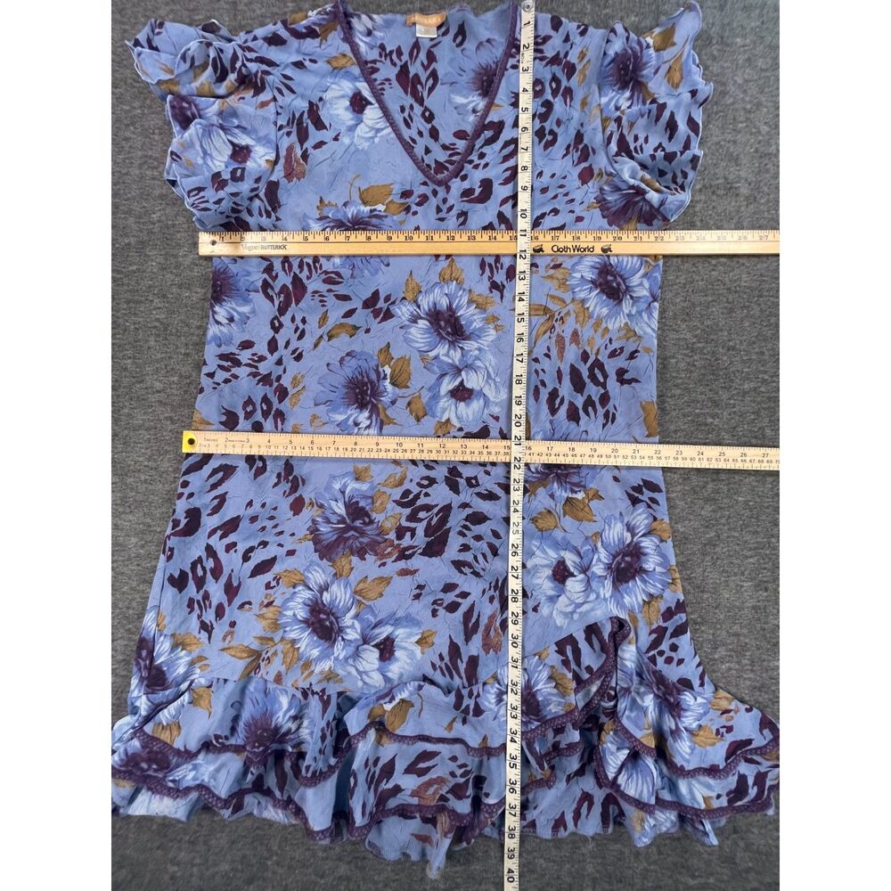 Sensara 1X Blue Purple Floral Leopard Nightgown & Robe Set 2 PC Sleepwear Lounge - Picture 6 of 13